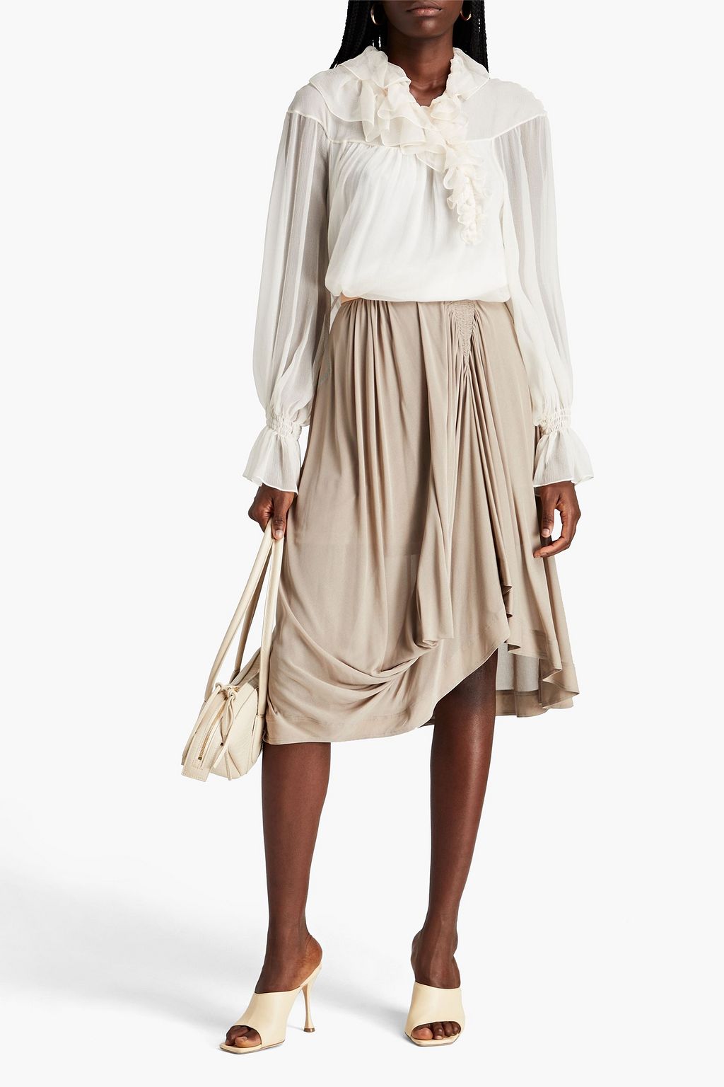 CHLOÉ Draped jersey midi skirt