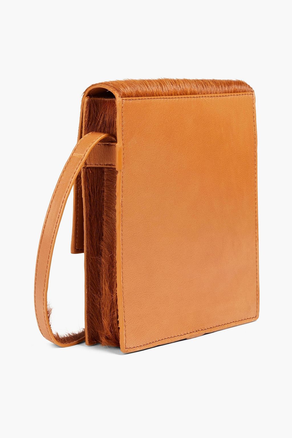 LEMAIRE Leather-paneled calf-hair messenger bag