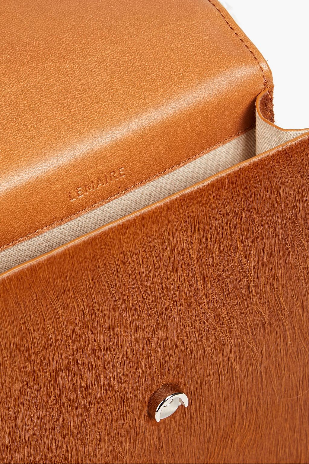 LEMAIRE Leather-paneled calf-hair messenger bag