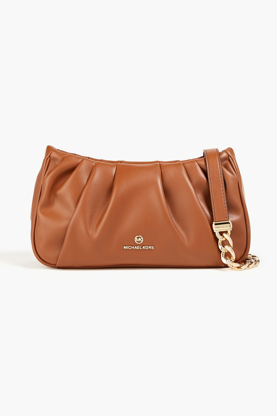 Michael Michael Kors Convertible Pleated Faux Leather Clutch In Brown