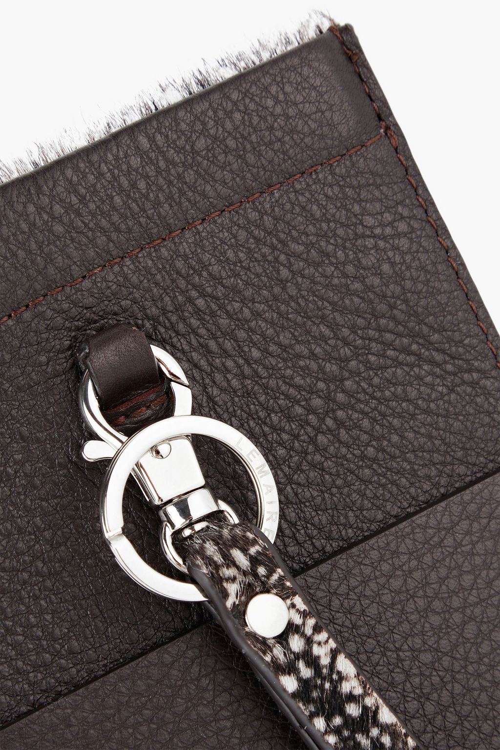 LEMAIRE Printed calf-hair and pebbled-leather phone pouch