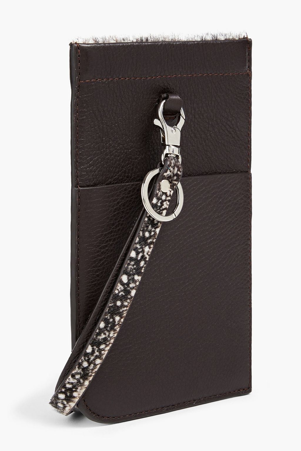 LEMAIRE Printed calf-hair and pebbled-leather phone pouch