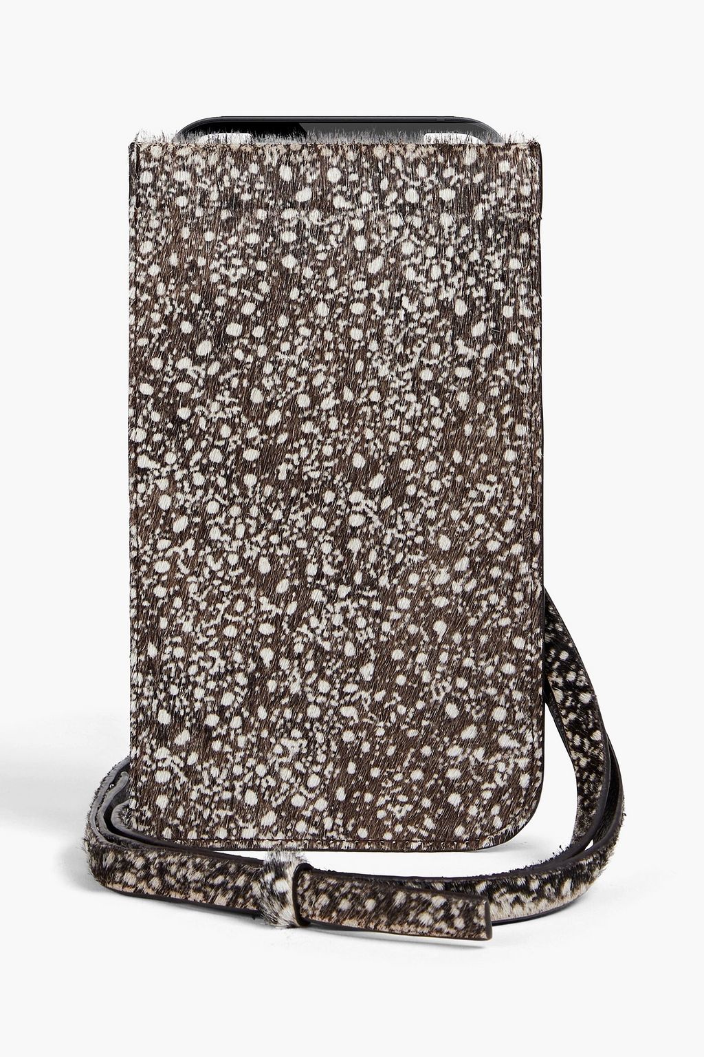 LEMAIRE Printed calf-hair and pebbled-leather phone pouch