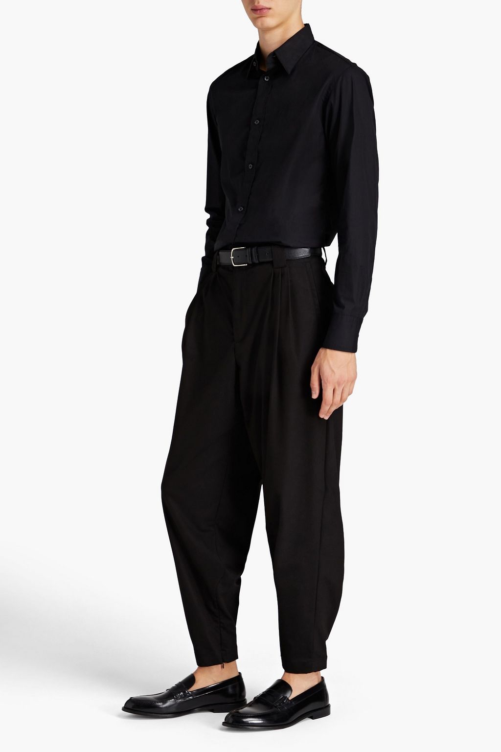 DOLCE&GABBANA Tapered pleated cotton-blend pants