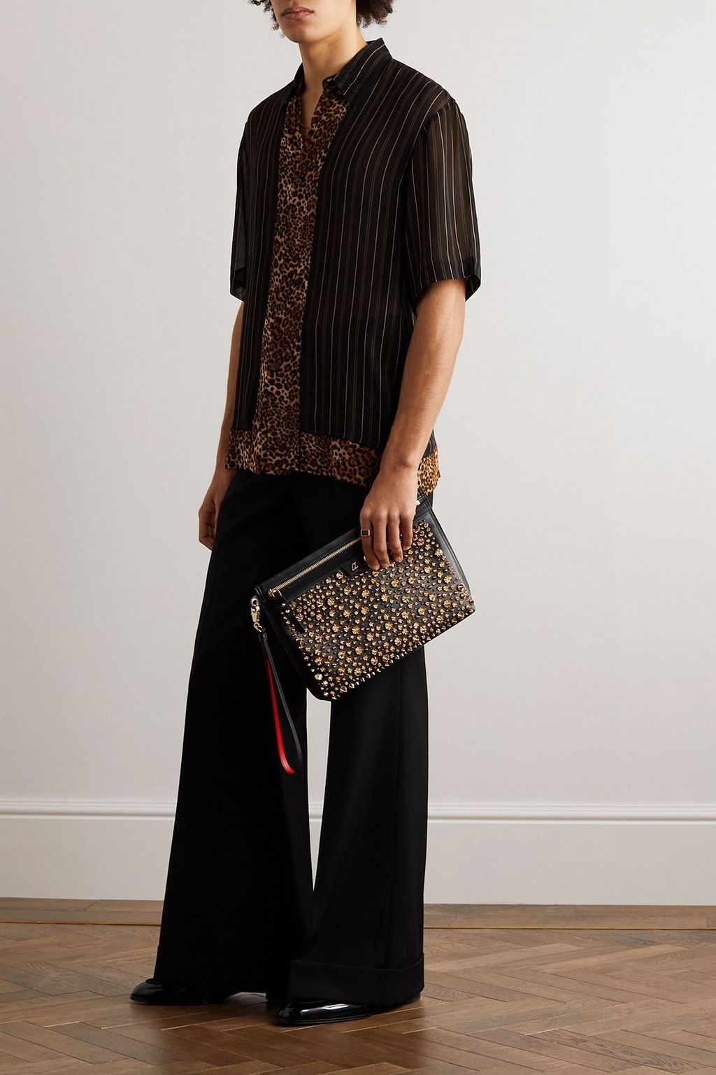 CHRISTIAN LOUBOUTIN City studded leather pouch