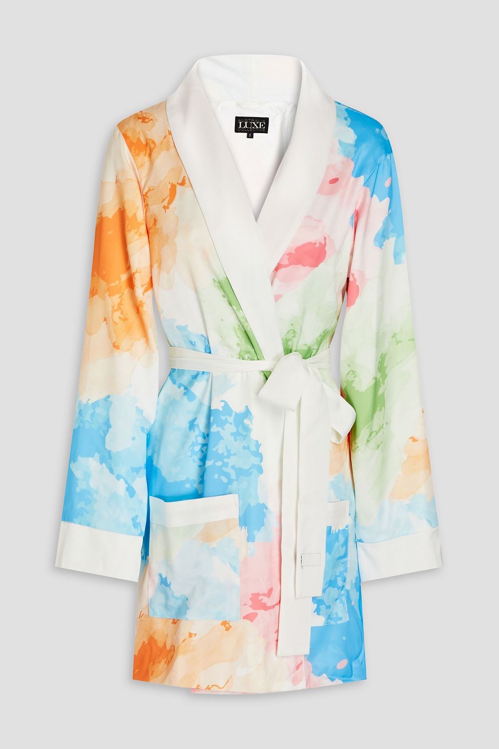 AUSTRALIA LUXE COLLECTIVE Exceptional Watercolor printed satin robe