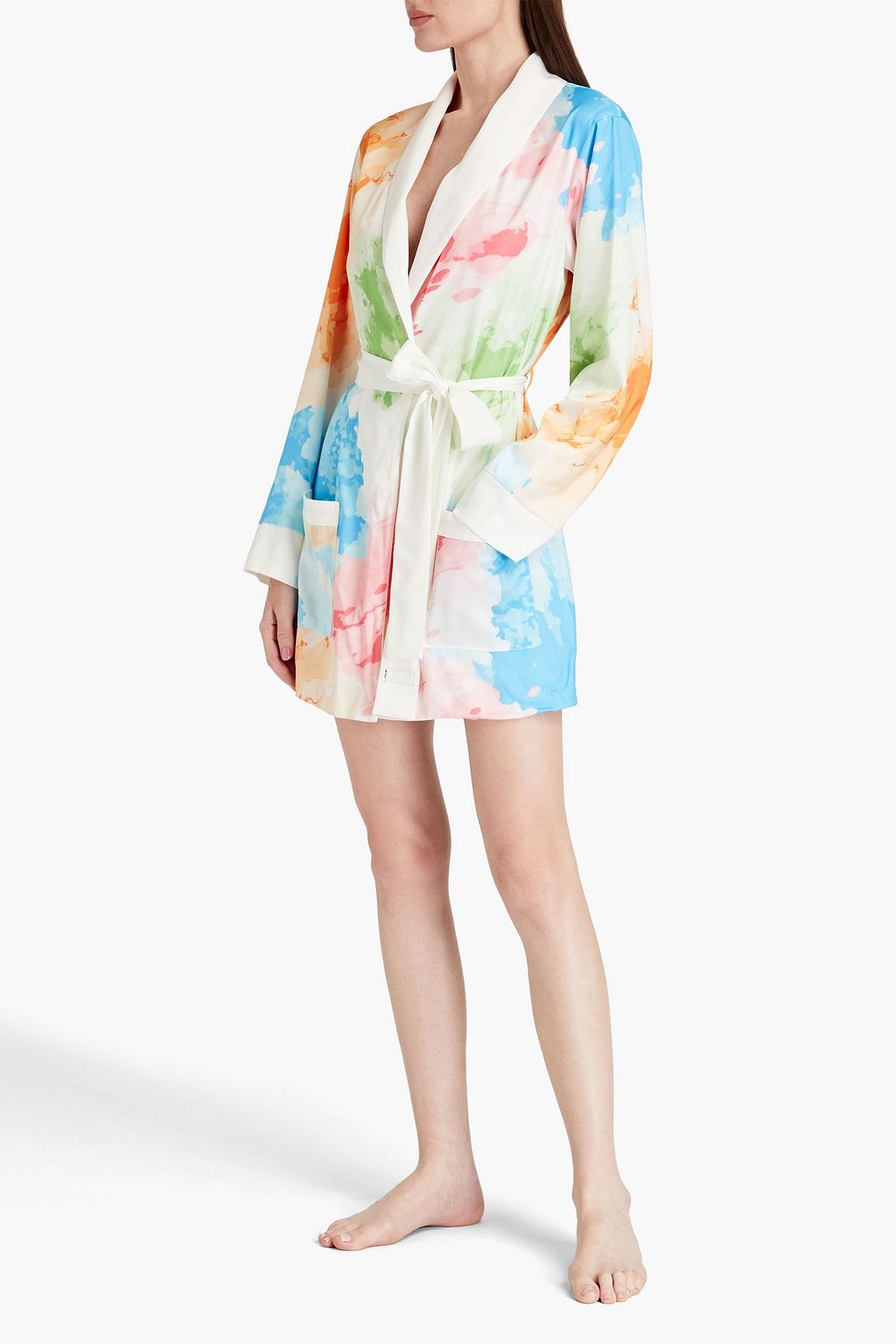 AUSTRALIA LUXE COLLECTIVE Exceptional Watercolor printed satin robe
