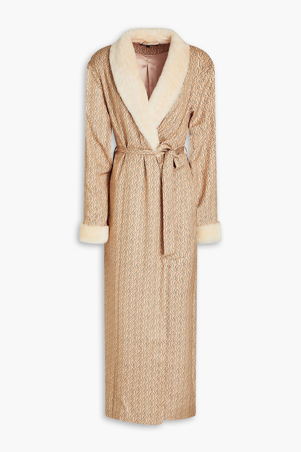Australia Luxe Collective Empress faux shearling-trimmed printed satin robe