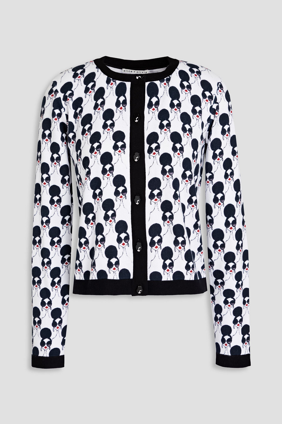 Alice And Olivia Printed Cotton-blend Cardigan In White