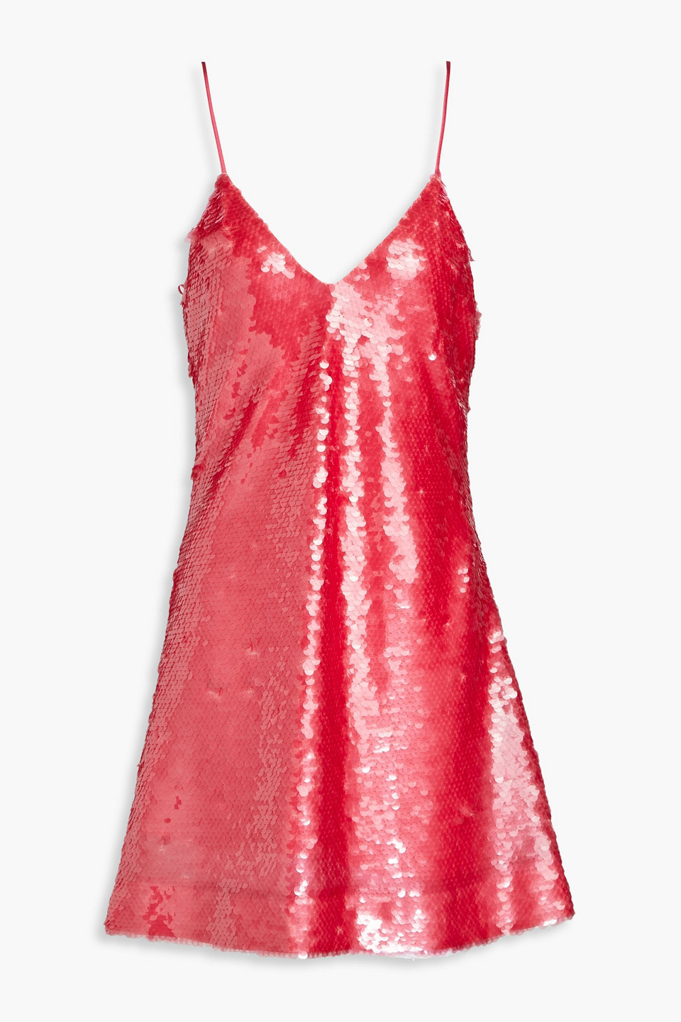 Balmain Sequined Tulle Mini Slip Dress In Pink