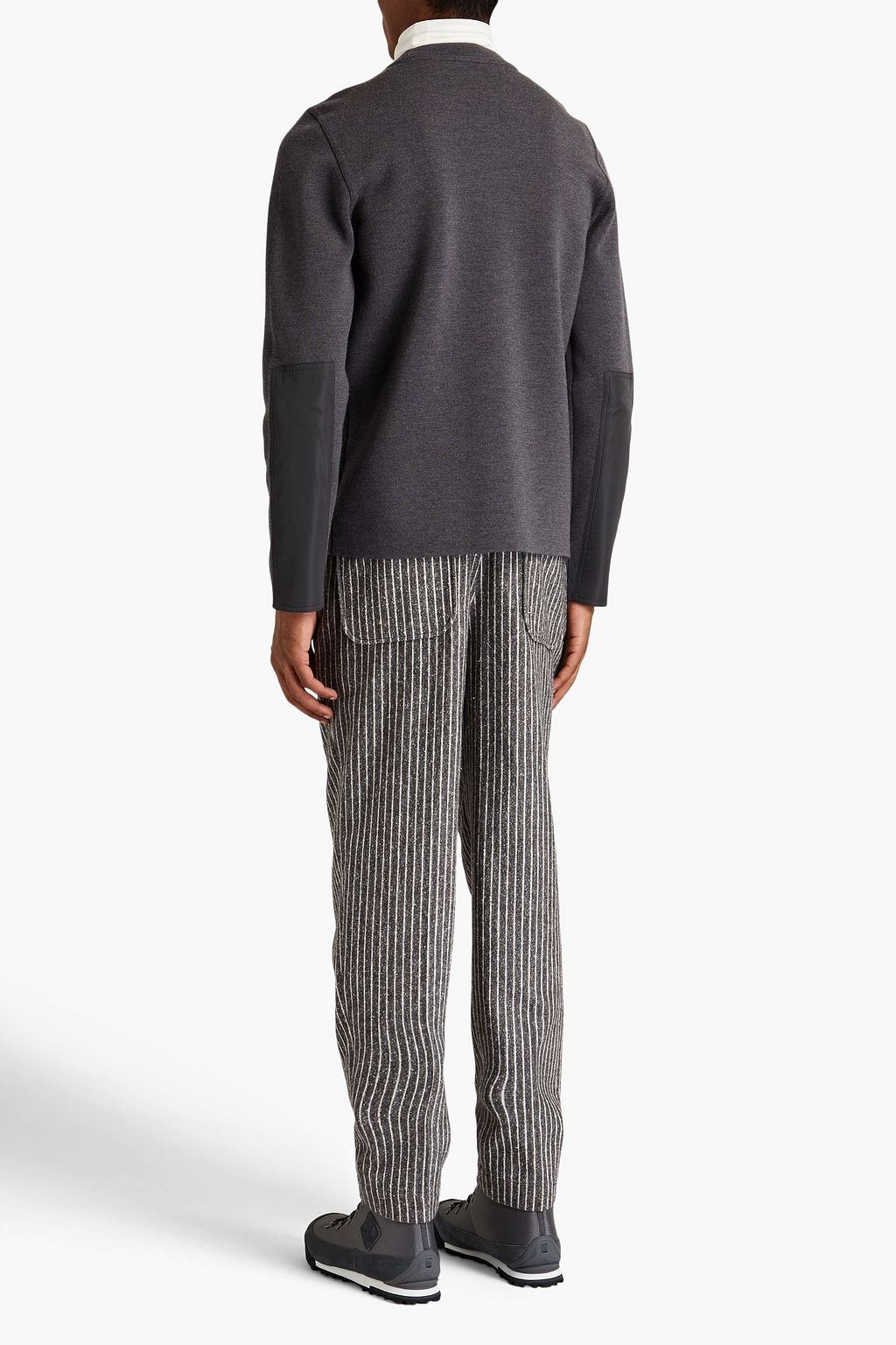 AZTECH Two-tone shell-trimmed wool sweater