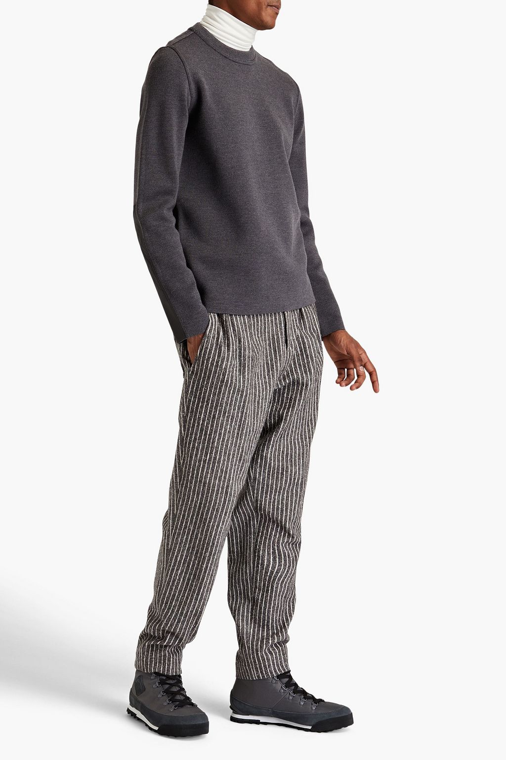 AZTECH Two-tone shell-trimmed wool sweater