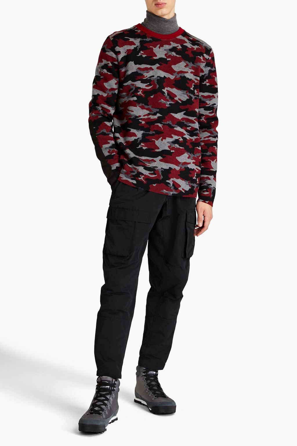 AZTECH Two-tone shell-trimmed wool sweater