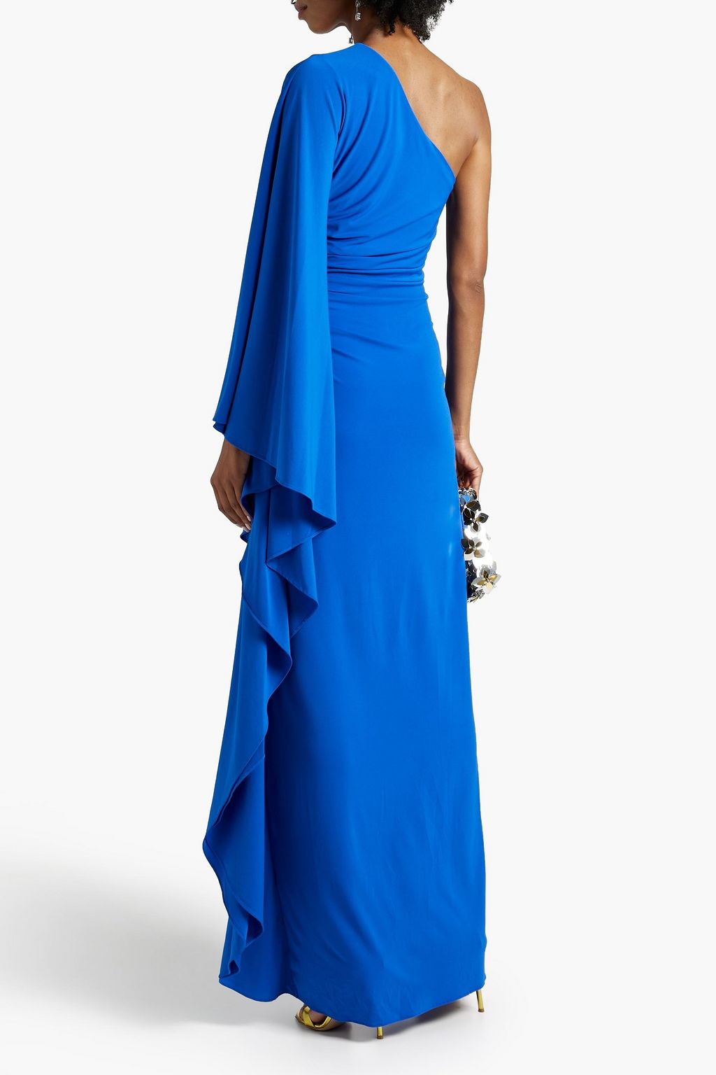 HALSTON Ellen onesleeve draped stretchjersey gown THE