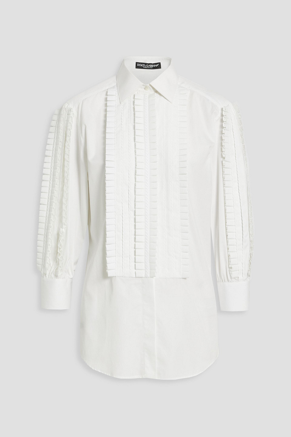 Dolce & Gabbana Ruffled Pintucked Cotton-poplin Shirt In White