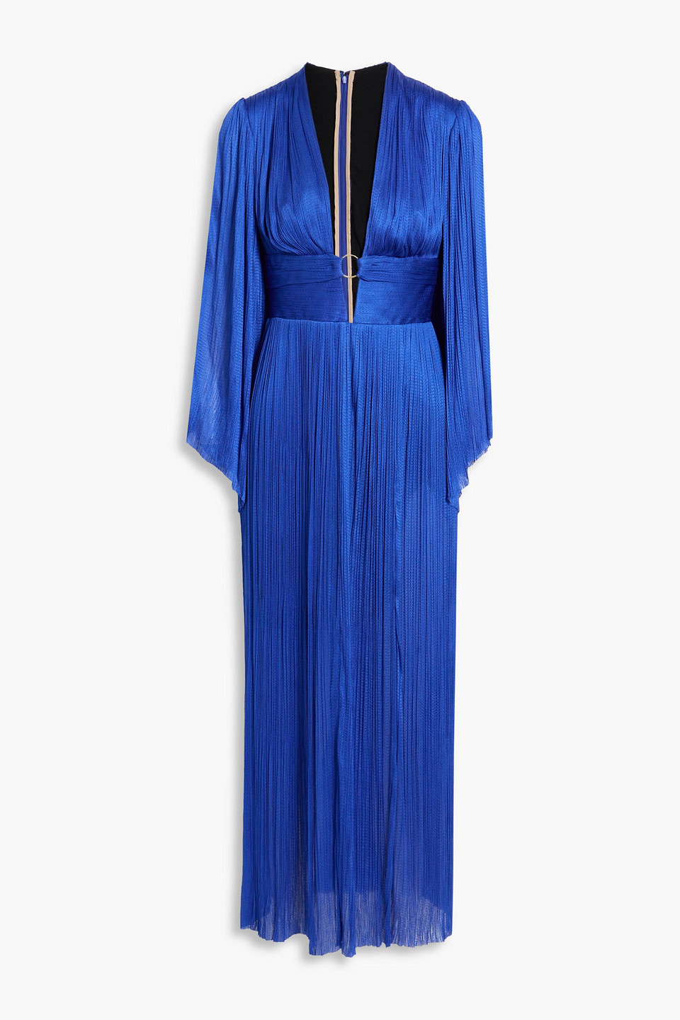 Maria Lucia Hohan Thais Plissé Silk-tulle Maxi Dress In Bright Blue