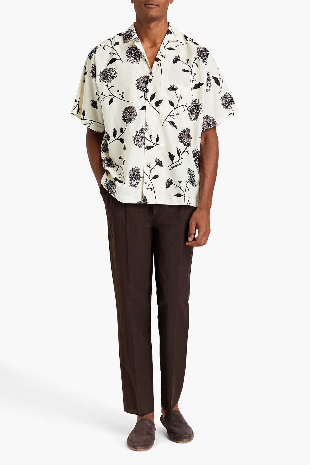 NANUSHKA Printed cotton and silk-blend shirt