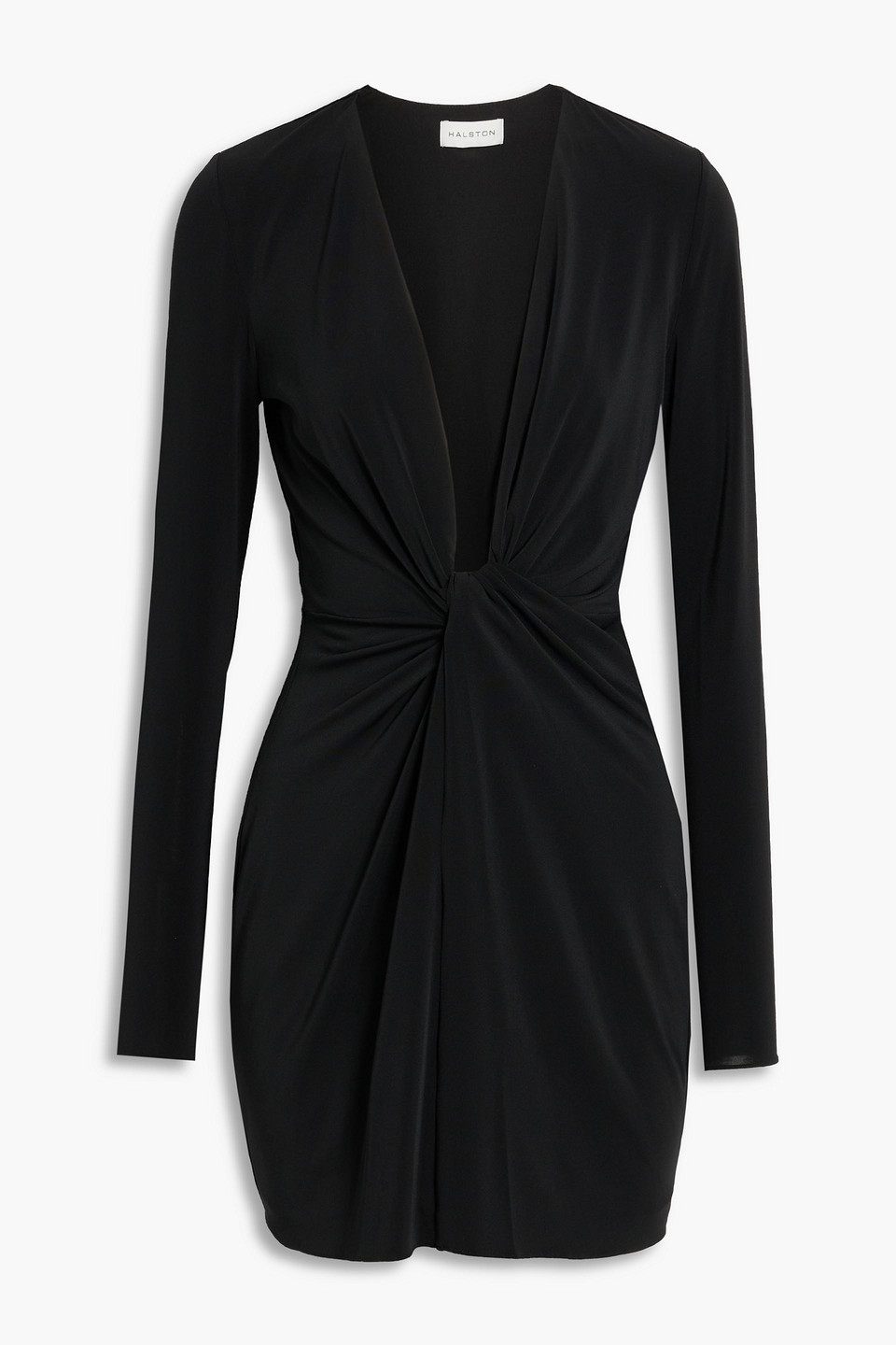 Halston Jaycee Knotted Jersey Mini Dress In Black