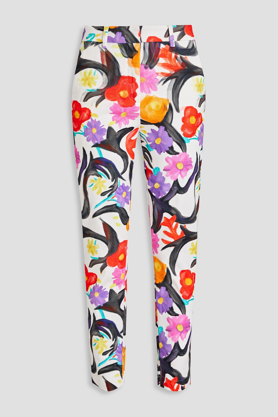 Stella Jean Cropped Printed Woven Slim-leg Trousers In Multi