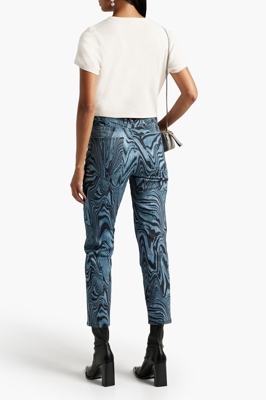 GOOD AMERICAN Good Curve hoch sitzende Cropped Jeans mit schmalem Bein und Print