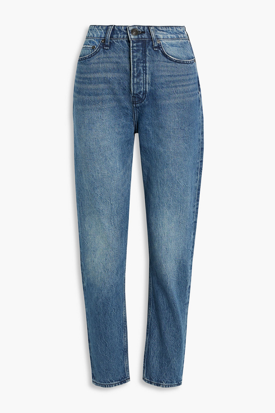 Shop Rag & Bone Rachel High-rise Tapered Jeans In Mid Denim