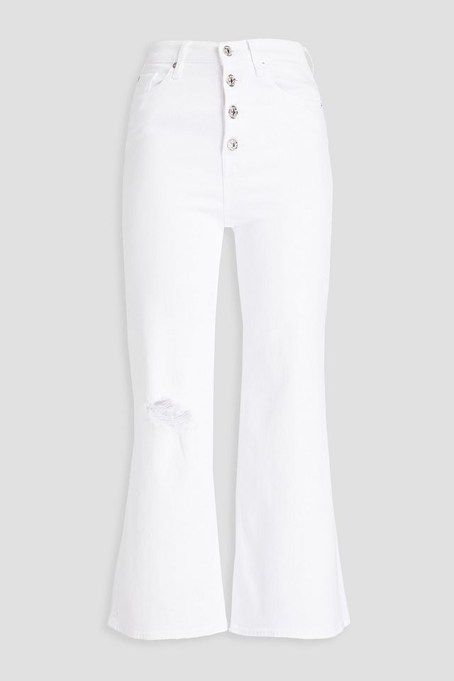 Jo cropped distressed high-rise flared jeans