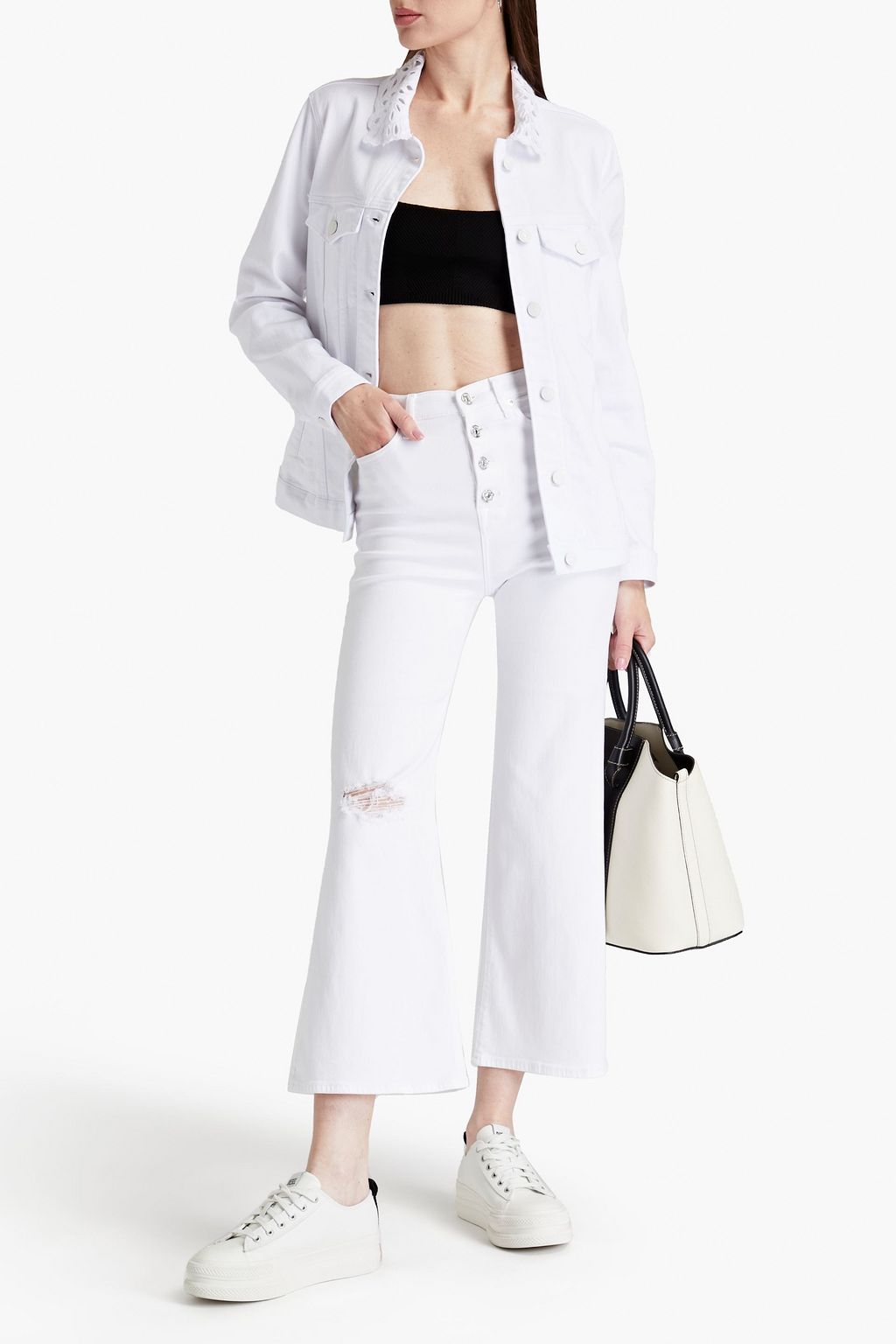 7 FOR ALL MANKIND Jo cropped distressed high-rise flared jeans