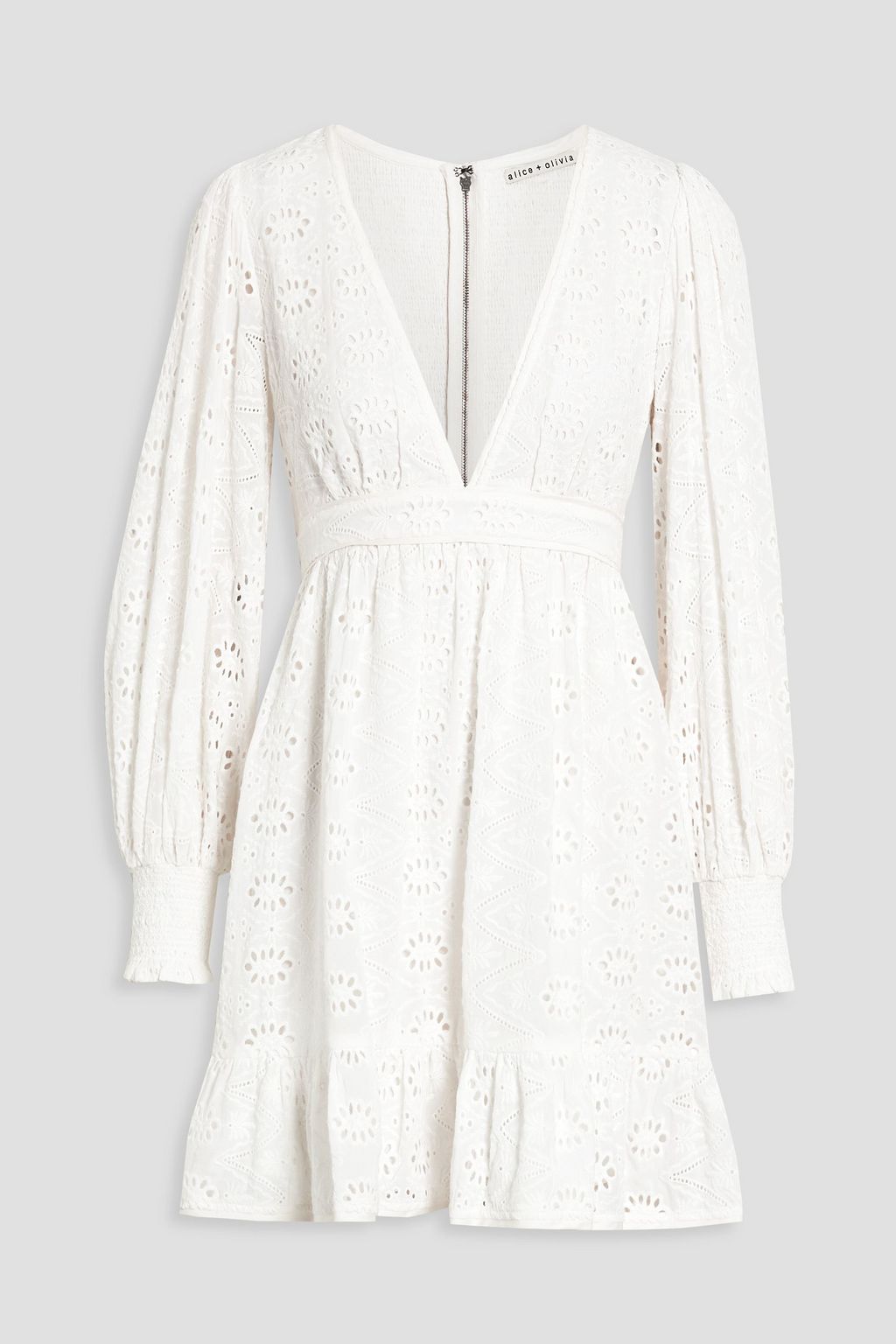 ALICE + OLIVIA Marita shirred broderie anglaise mini dress | THE OUTNET