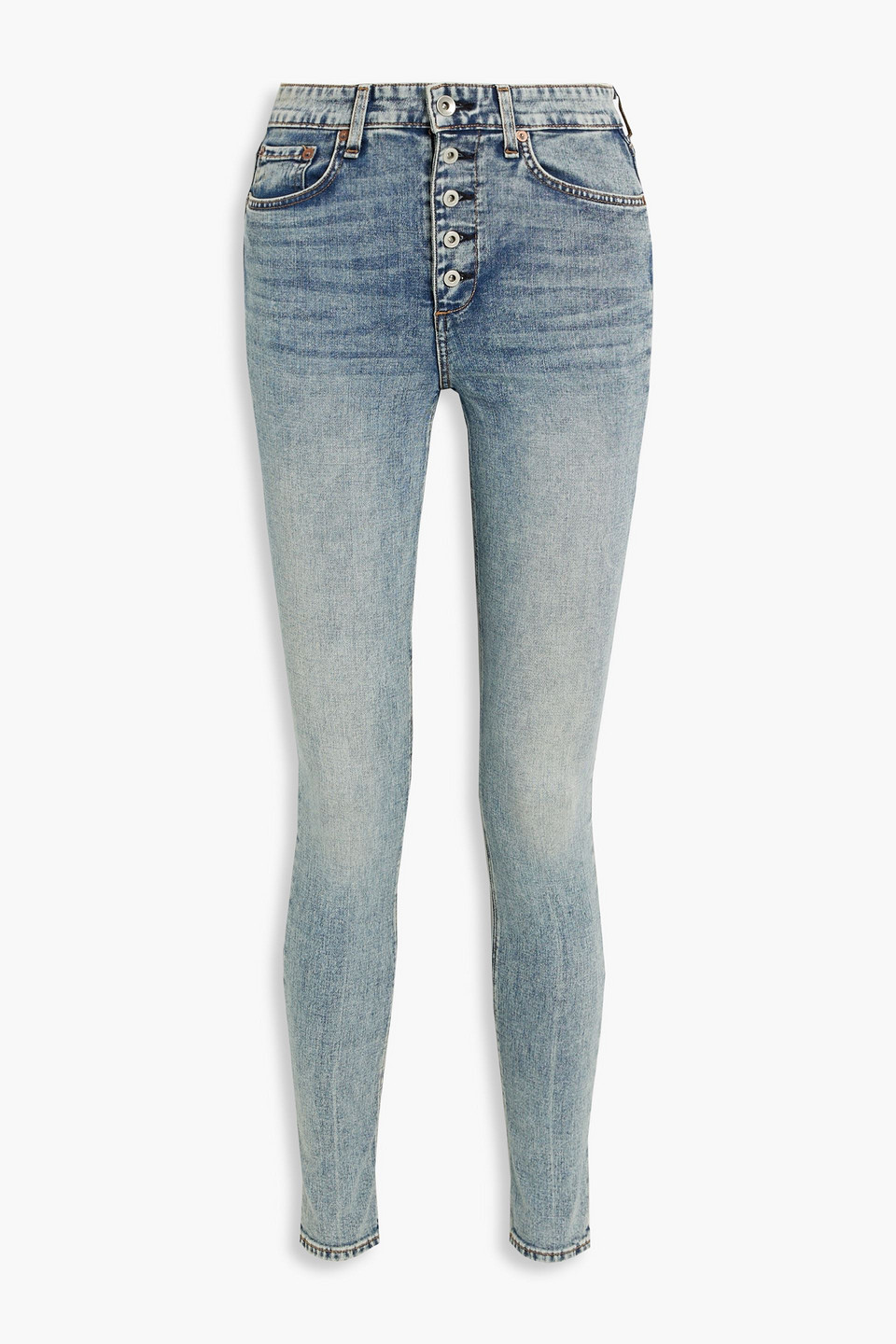 Shop Rag & Bone Nina Faded High-rise Skinny Jeans In Light Denim