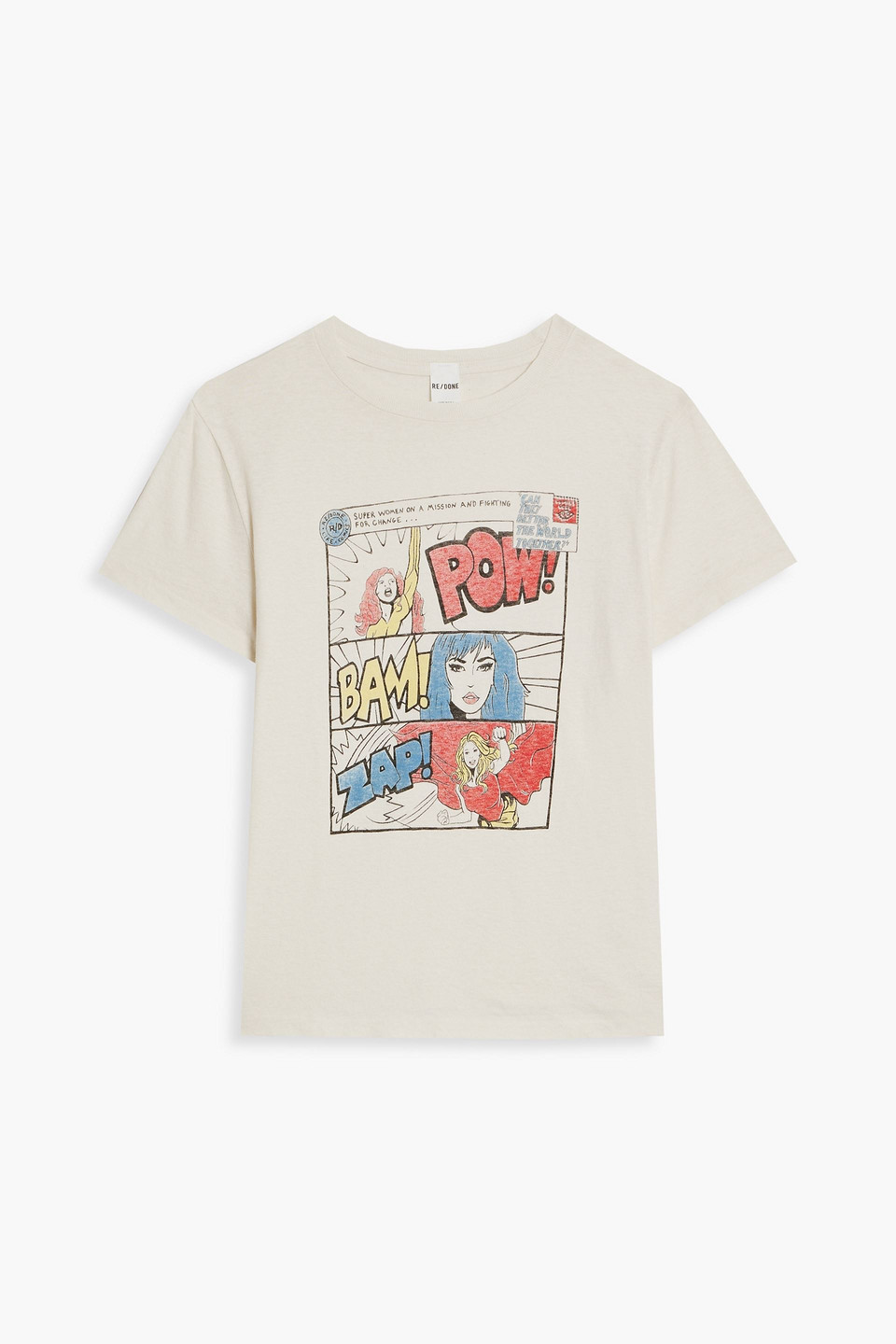 re/done - printed cotton-jersey t-shirt - white - s