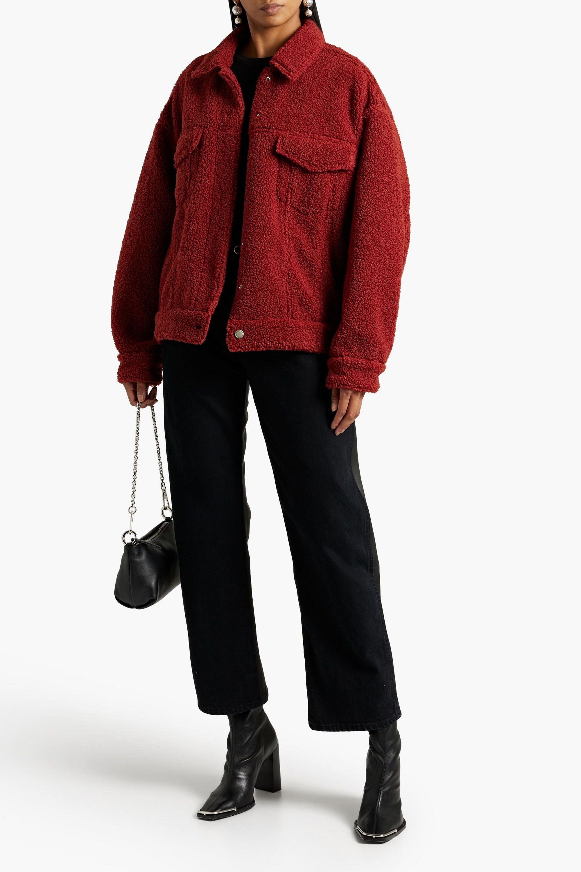 Good American Oversized teddy fleece jacket