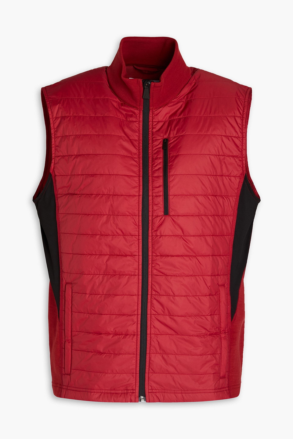 Aztech Quilted Shell-paneled Fleece Vest In Red
