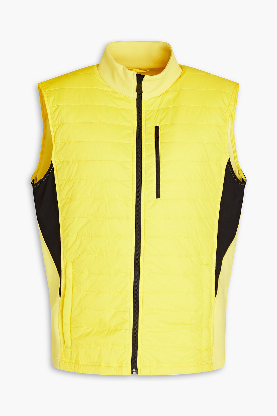 Aztech Quilted Shell-paneled Fleece Vest In Yellow