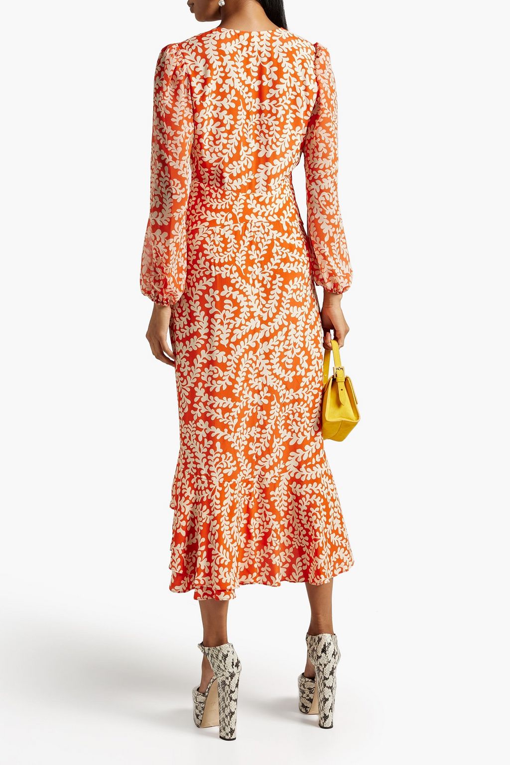 DIANE VON FURSTENBERG فستان متوسط الطول من الكريب بتصميم ملتف مزين بطبعات