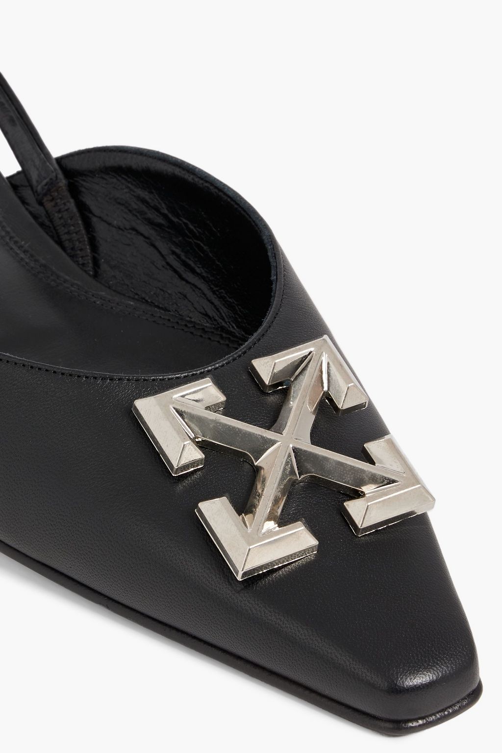 OFF-WHITE™ Arrow logo-embellished leather slingback point-toe flats