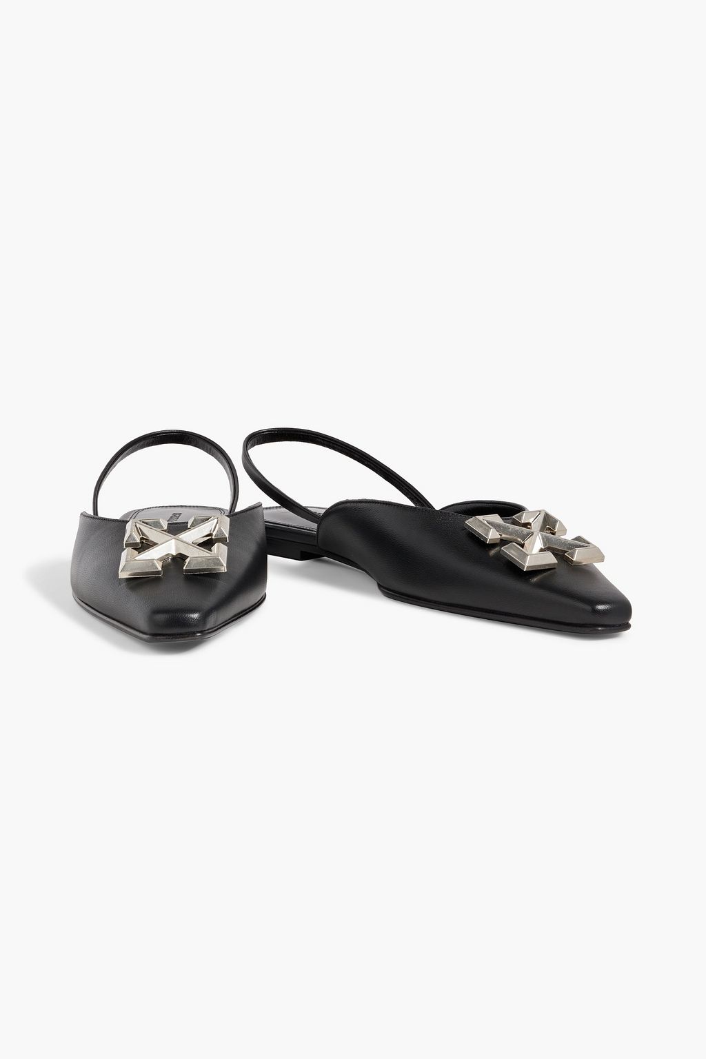 OFF-WHITE™ Arrow logo-embellished leather slingback point-toe flats