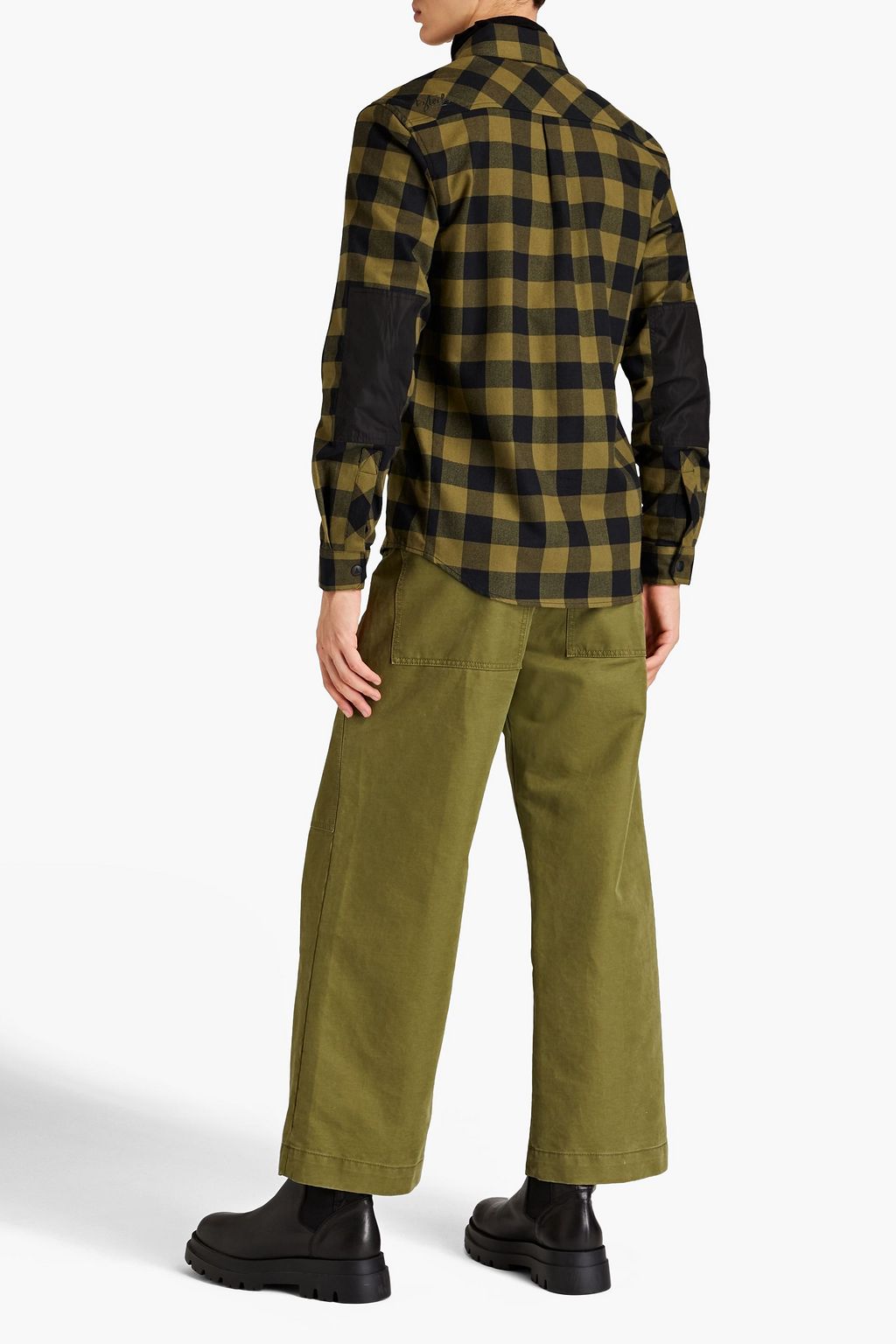 AZTECH Shell-trimmed checked cotton-flannel shirt