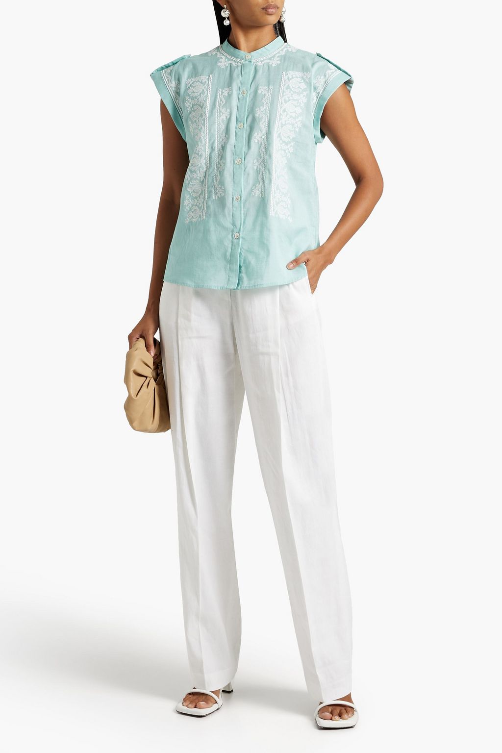 JOIE Embroidered cottonblend gauze shirt Sale up to 70 off THE