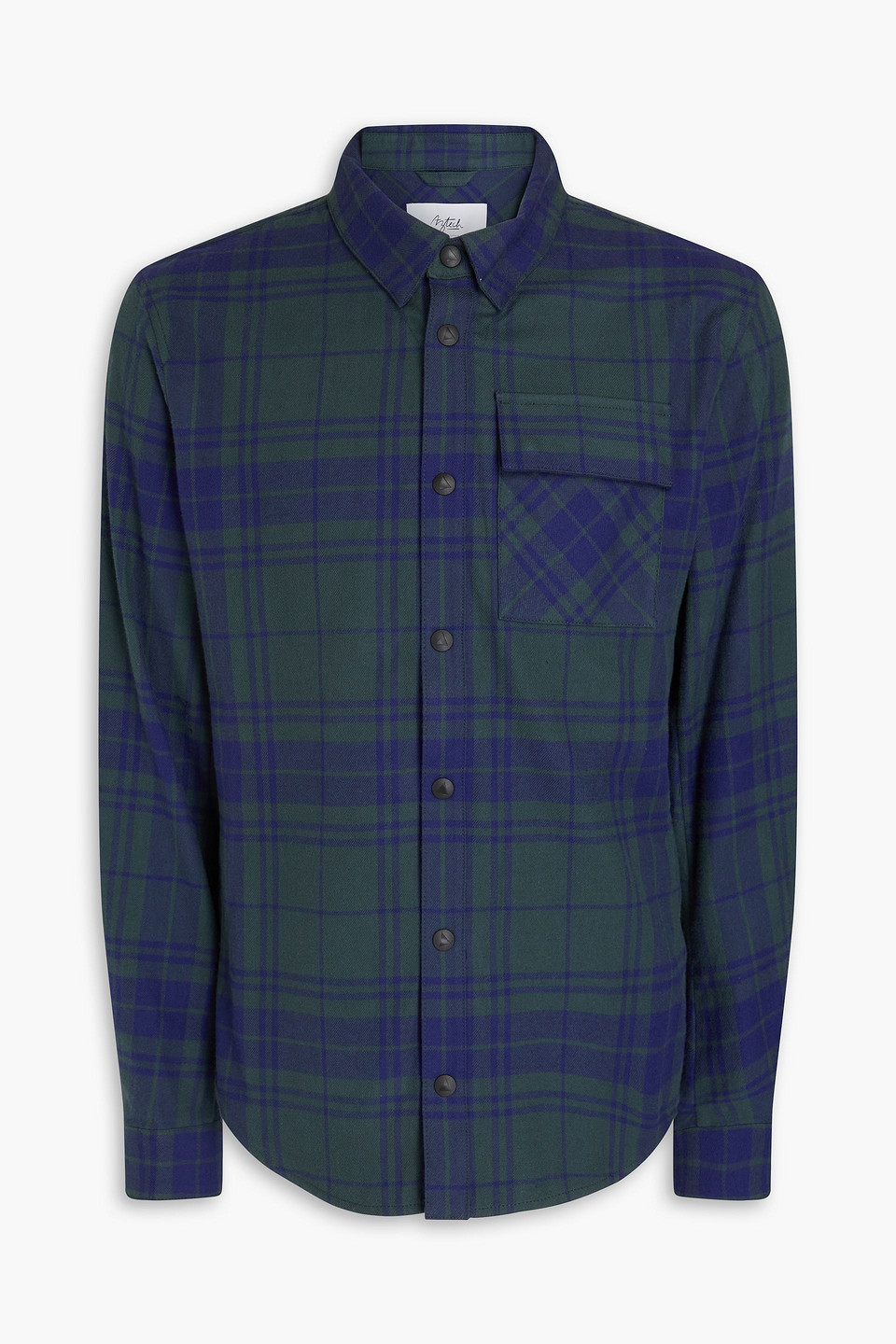 Aztech Checked Cotton-flannel Shirt In Midnight Blue