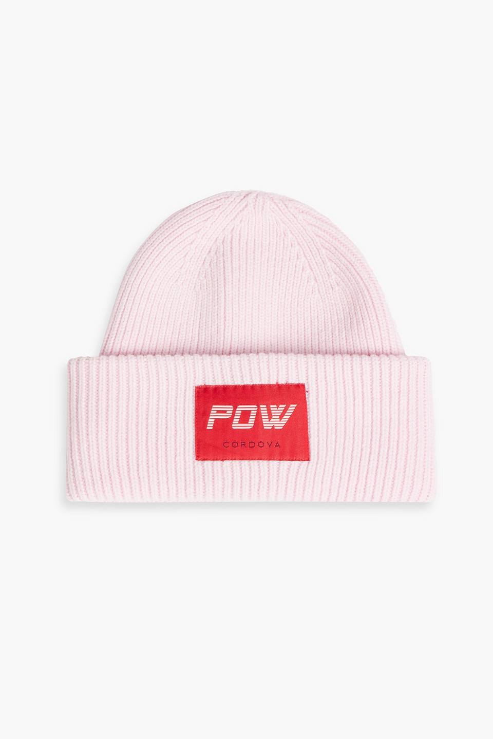 Cordova Appliquéd Ribbed Merino Wool Beanie In Baby Pink