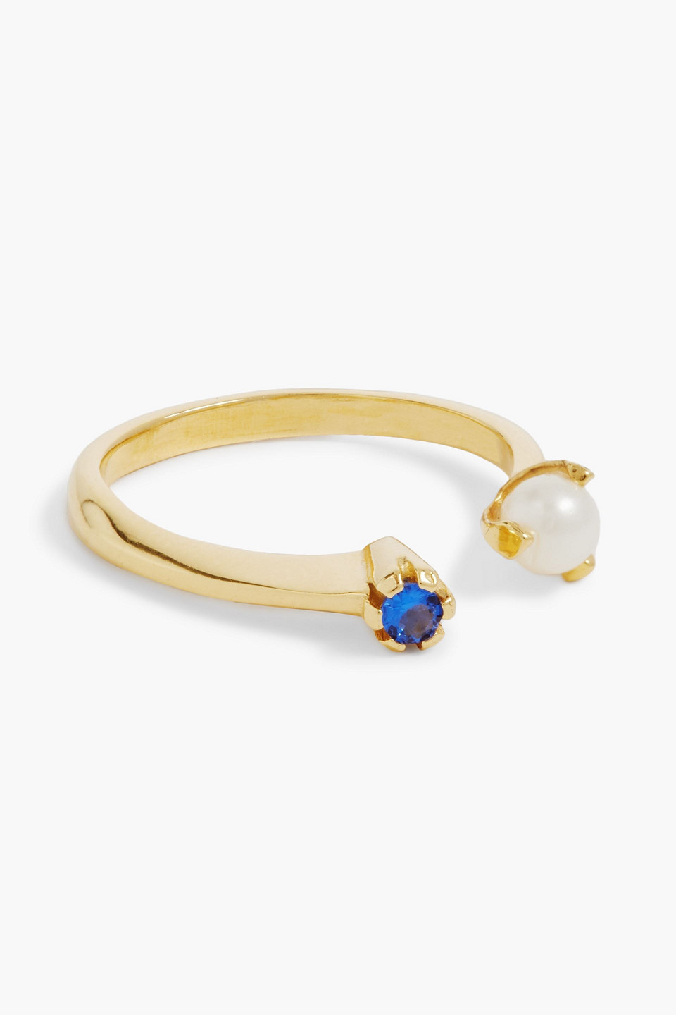 Cornelia Webb 24-karat gold-plated, topaz and faux pearl ring