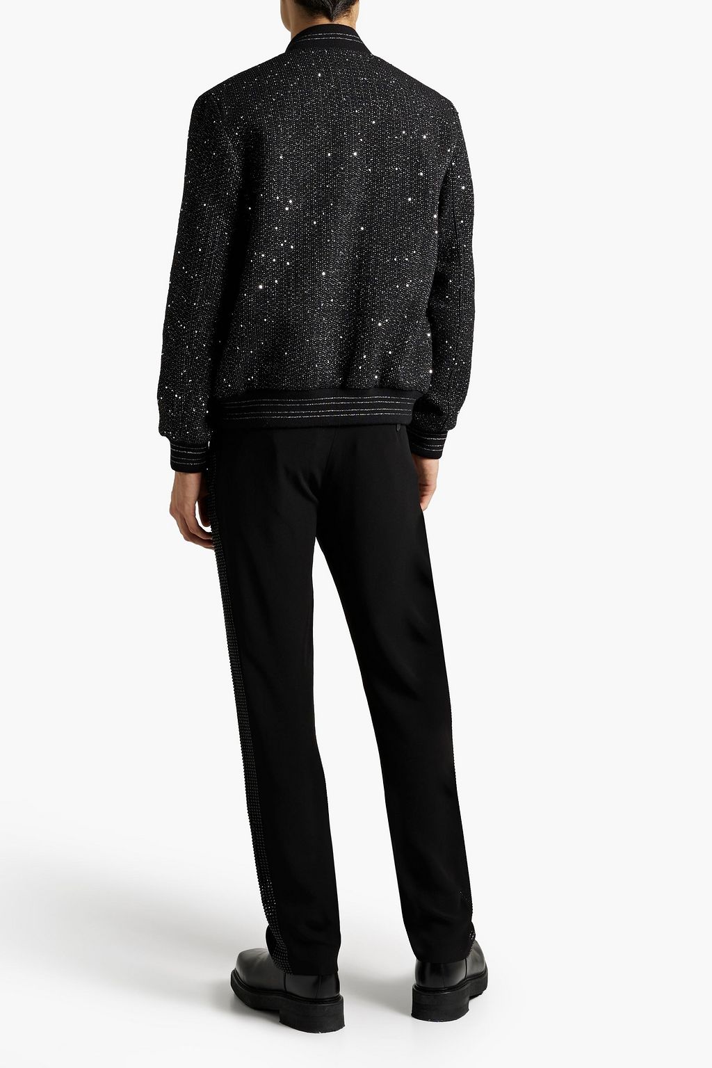 SAINT LAURENT Embellished crepe bomber jacket