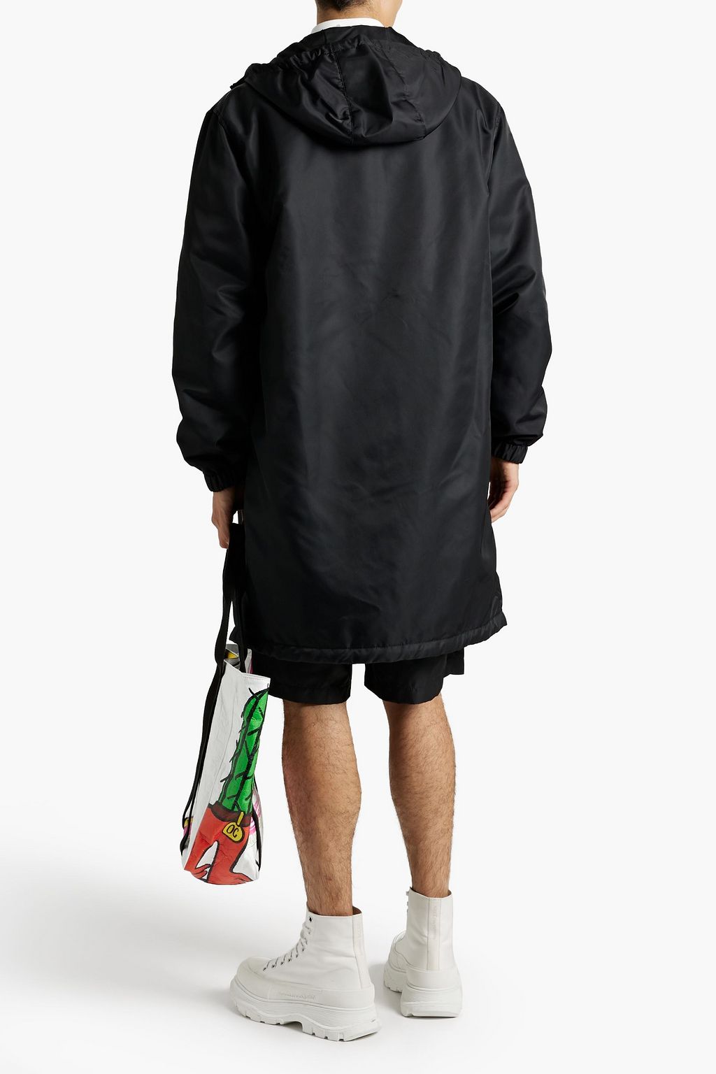 VALENTINO GARAVANI Floral-appliquéd printed shell hooded coat