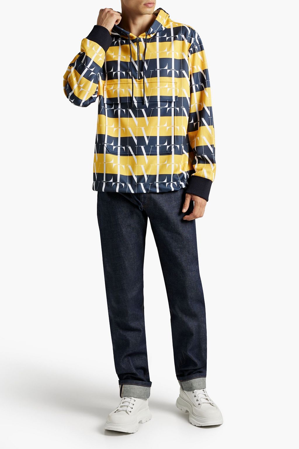 VALENTINO GARAVANI Printed jersey zip-up hoodie