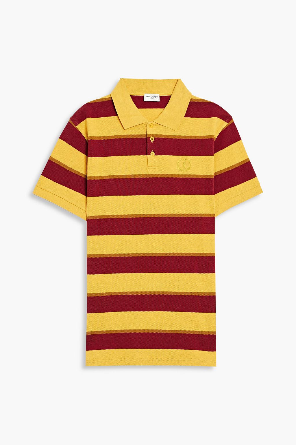 Embroidered striped cotton-piqué polo shirt