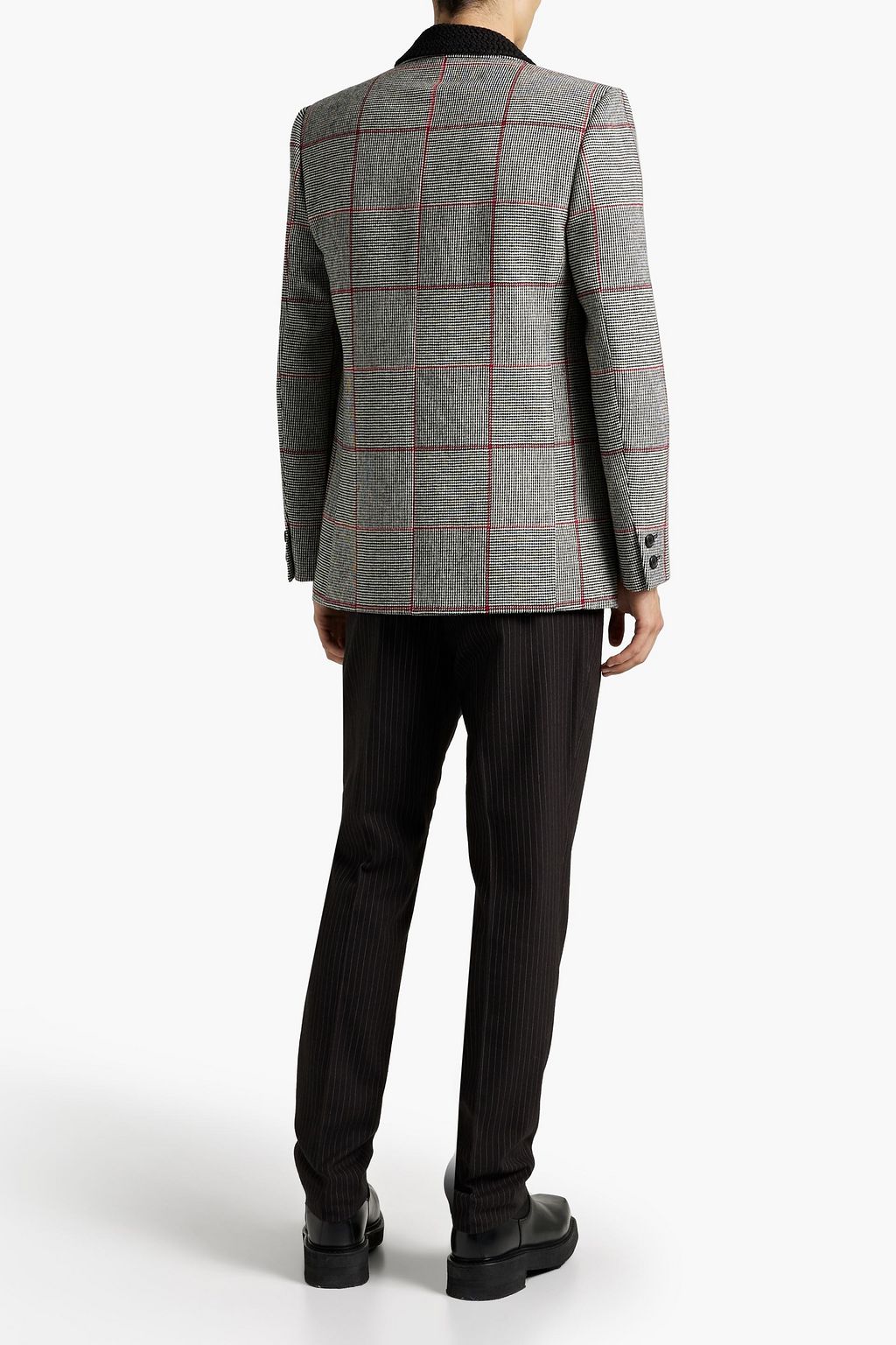 SAINT LAURENT Checked wool-blend tweed blazer