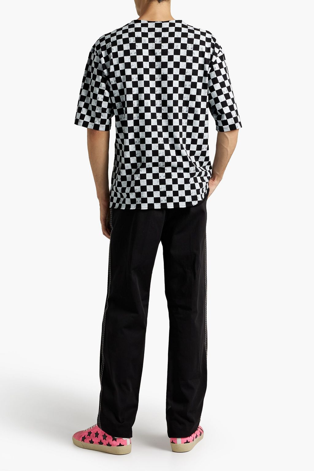 SAINT LAURENT Checked cotton-jersey T-shirt