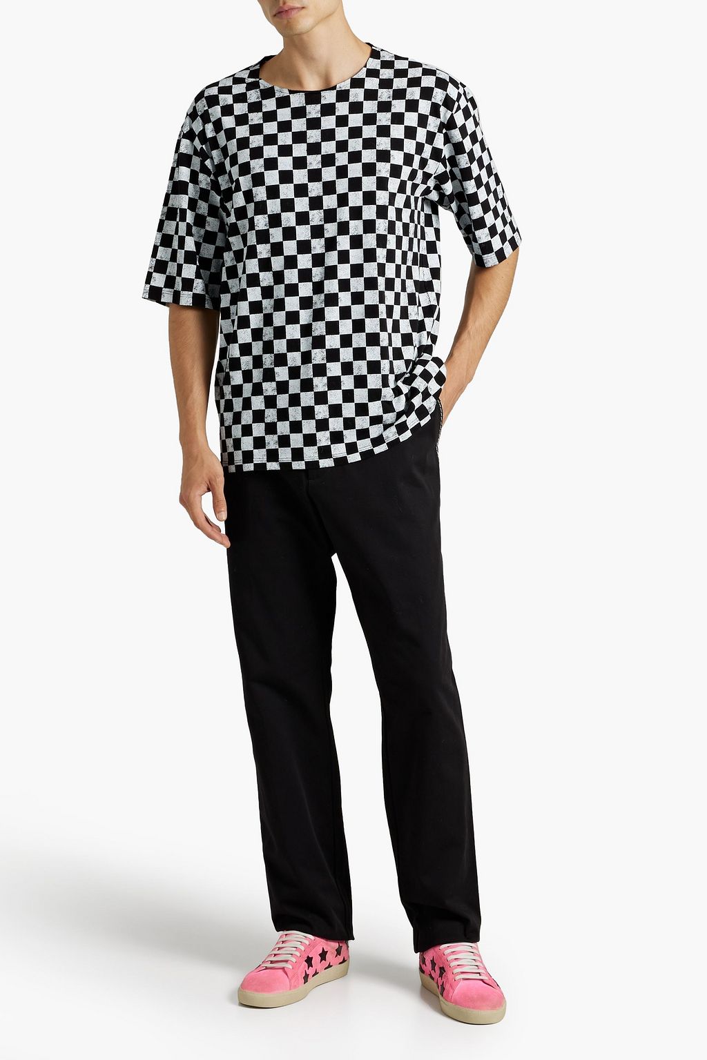 SAINT LAURENT Checked cotton-jersey T-shirt