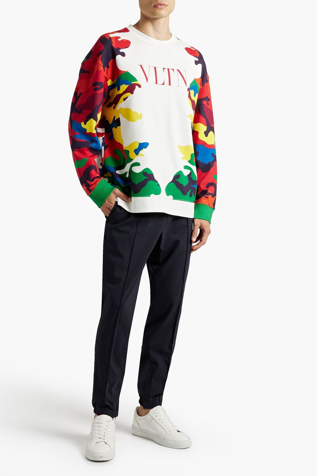VALENTINO GARAVANI Printed French cotton-blend terry sweatshirt