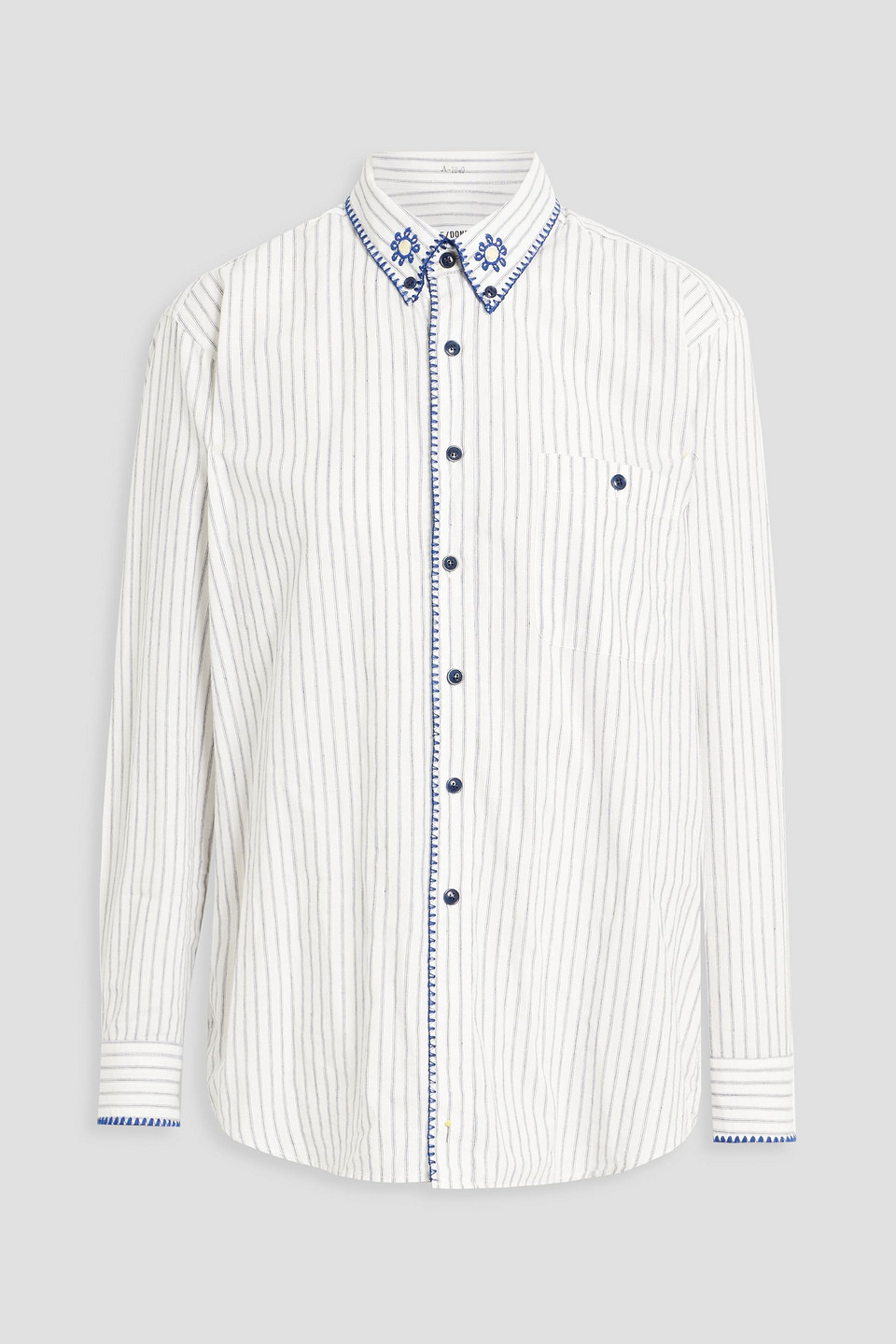 re/done - 90s oversized striped cotton-jacquard shirt - white - m